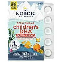 Nordic Naturals, Children's DHA, жевательные таблетки с ДГК, со вкусом тропических фруктов,600 мг, 30 таблеток