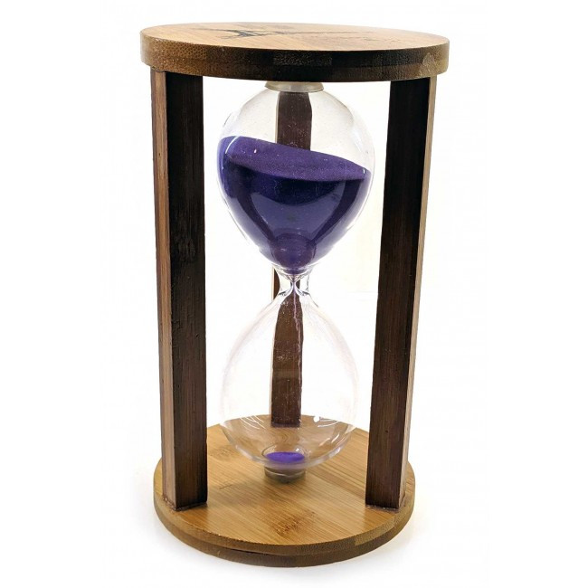 Годинник пісочний бамбуковий 60 хв фіолетовий пісок