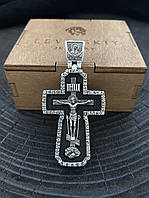Серебряный православный крест с черным деревом