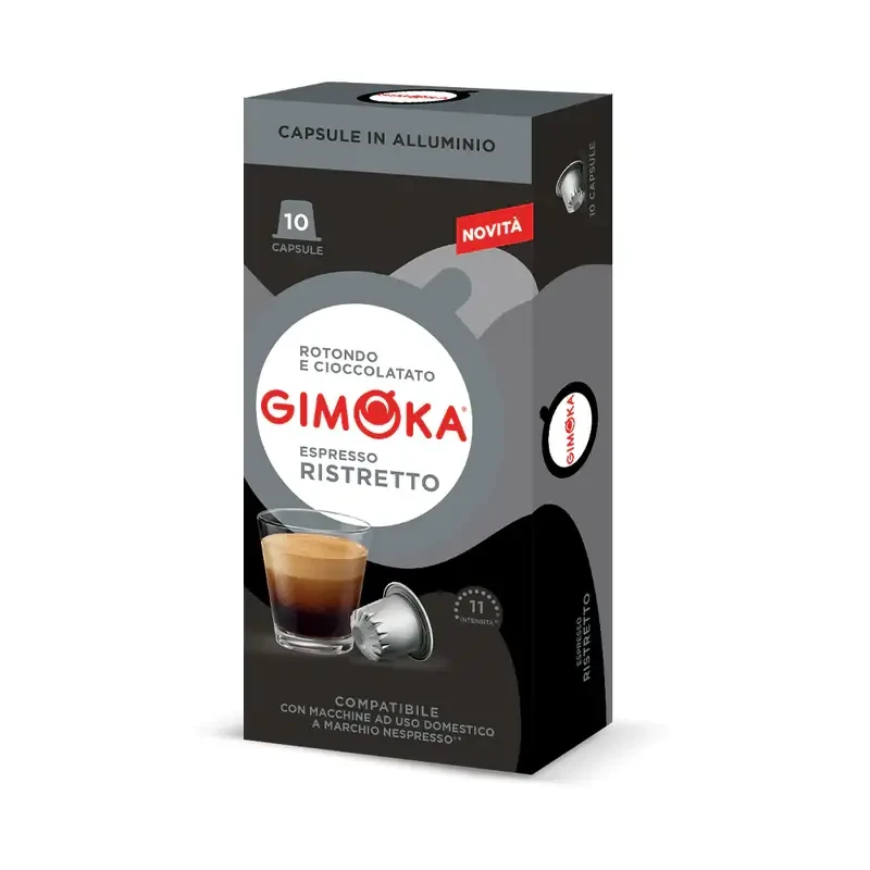 Кава в капсулах Gimoka Nespresso Aluminum Ristretto 10 Джимока непресо Ристрето міцна кава