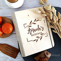 Кулинарная книга в деревянной обложке Книга рецептов А5 Большая Книга рецептов Блокнот из дерева КР83