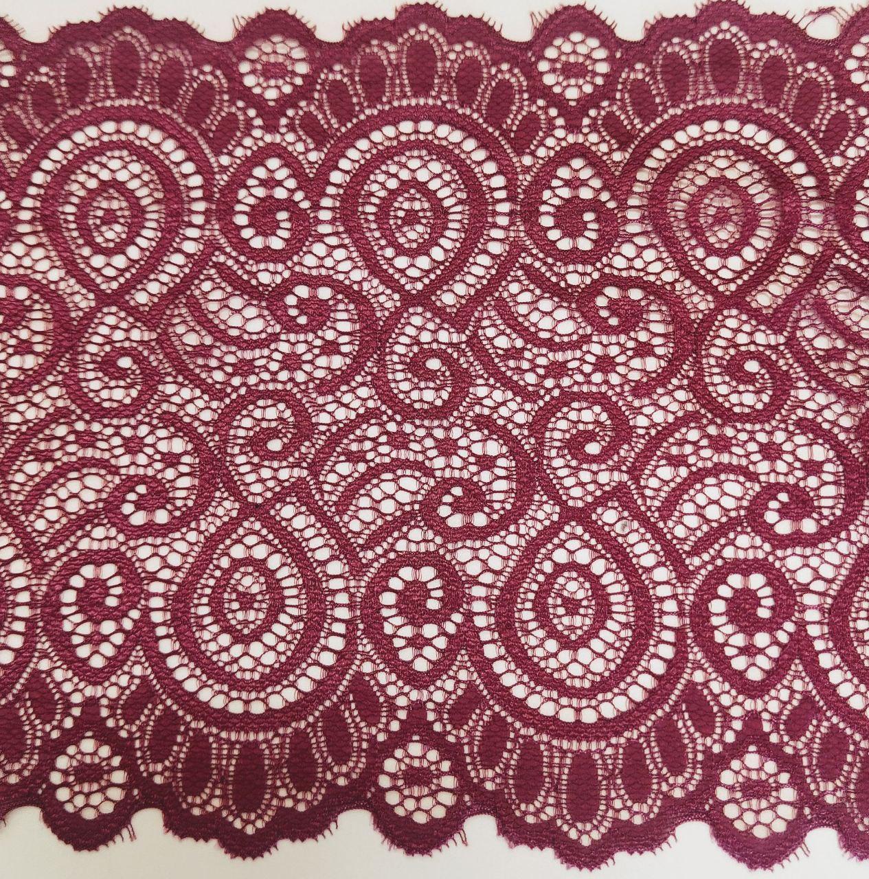 Мереживо стрейч вишневе ширина 18см, фото 1