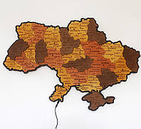 Карта України мала 3D об'ємна англійською з синьою підсвіткою (220В) (+ коробка) 55*38.5 см Гранд Презент