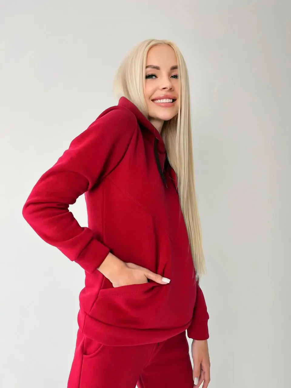Толстовка жіночий спортивний костюм з капюшоном і брюки з кишенями, фото 1