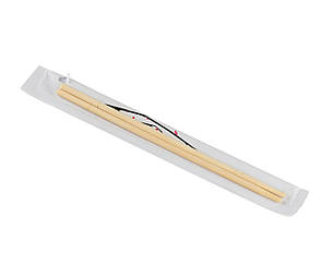 Одноразові Палички для суші бамбукові для їжі 200х5 мм у паперовій упаковці, фото 1