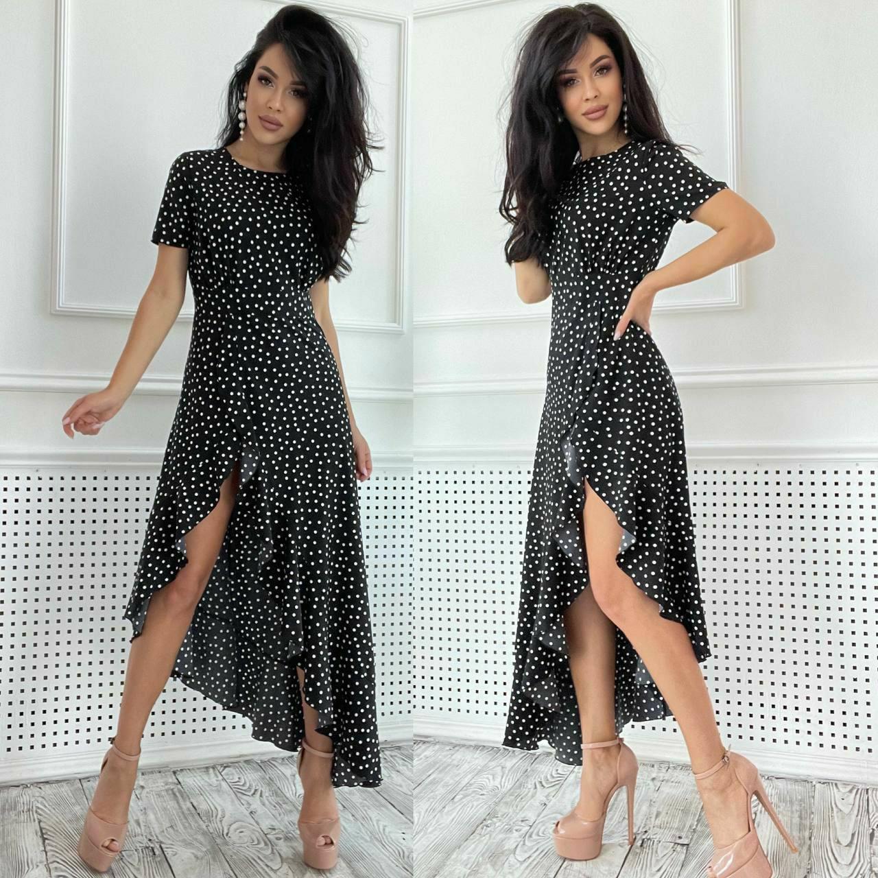 Круте плаття в горох з рюшів у підлогу хіт сезону 2024