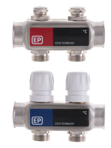 Колектор для опалення з нержавіючої сталі на 2 контури Чехія