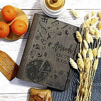 Книга рецептов с гравировкой Кулинарная книга А5 Деревянная книга рецептов Блокнот из дерева КР72