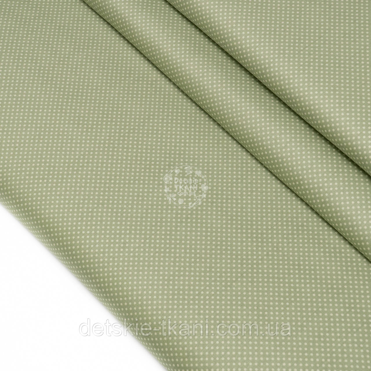Сатин "Горошок 2 мм на оливковому тлі", №2625с, фото 1
