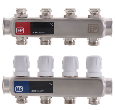 Колектор для опалення з нержавіючої сталі на 4 контури Чехія
