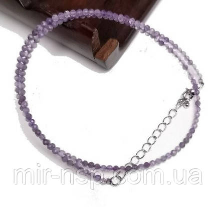 Чокер 100% натуральний аметист 2 мм довжина 38-40 см, фото 1