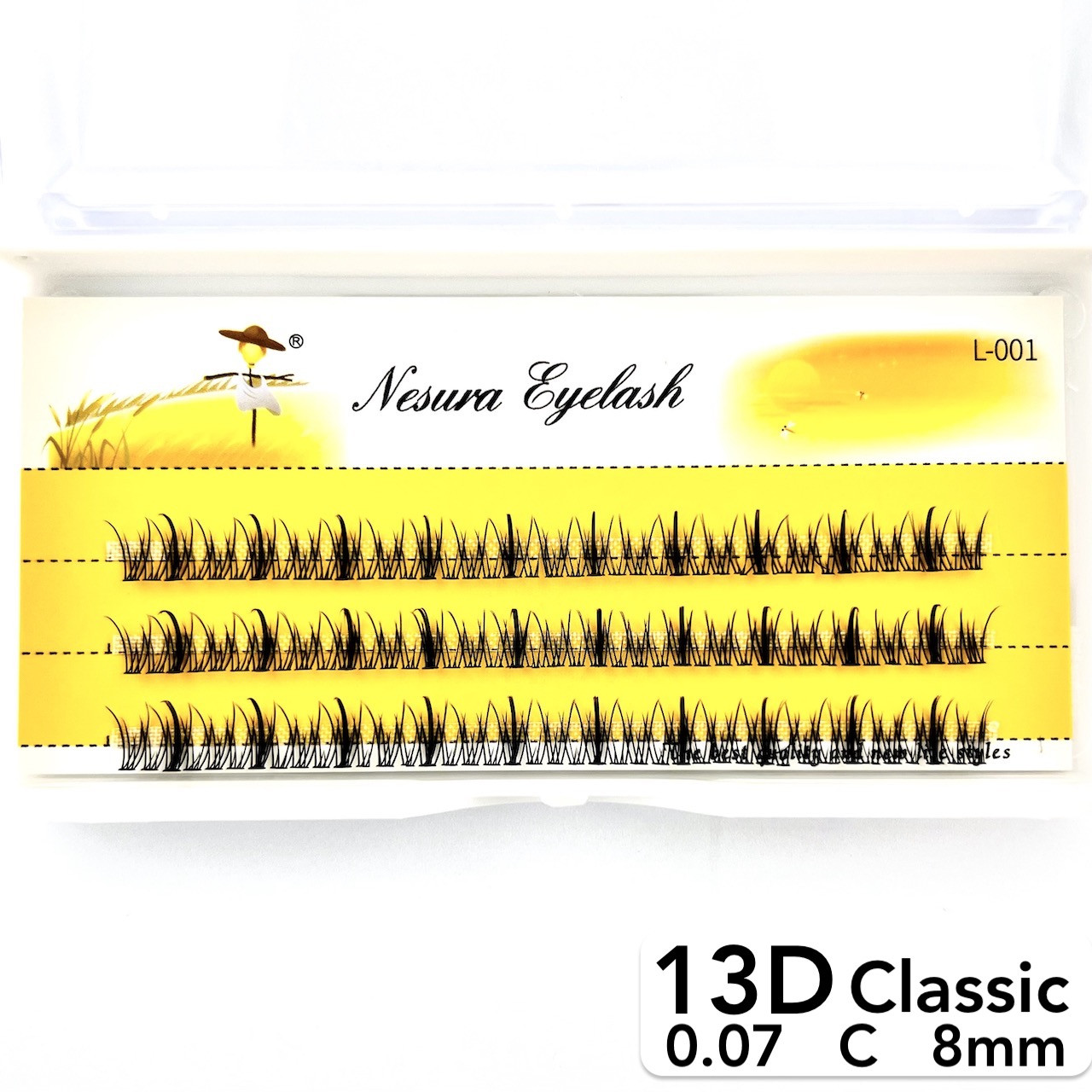 Накладні пучкові вії Nesura Eyelash Classic 13D, 0,07, C, 8 мм, 120 пучків Несура Ластівки Промінчики