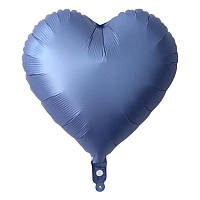 Шар фольгированный сердце 45 см Сатин Синий