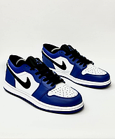 Мужские кроссовки Nike Air Jordan 1 Low blue Обувь Найк Аир Джордан Лов синие низкие повседневные