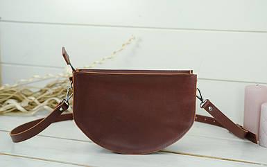 Жіноча шкіряна сумка Фуксія, натуральна шкіра італійський Краст, колір коричневий, відтінок Вишня