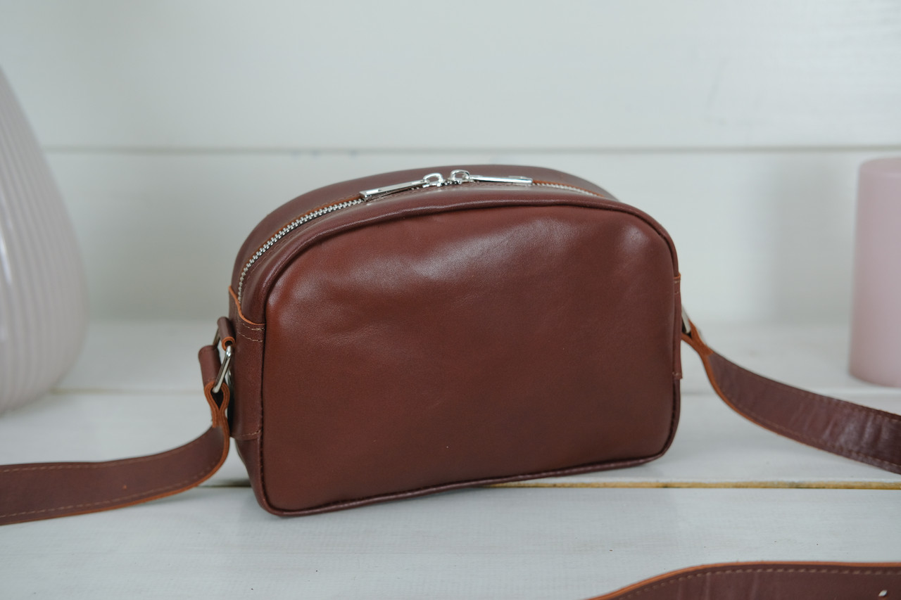 Жіноча шкіряна сумка Віола, натуральна шкіра італійський Краст, колір коричневий, відтінок Вишня