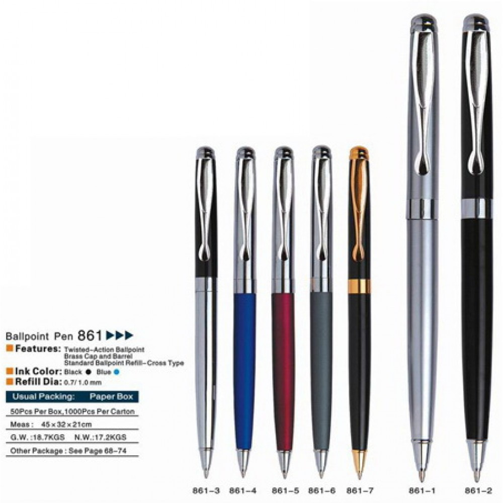 Ручка металева капілярна BAIXIN RP860G №7,2 (чорний/сірий, чорний/золотий)