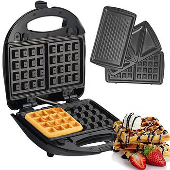 Сендвічниця 4в1, 1000W, MS-7704, 1000W / Бутербродниця мультипекар / Електрична вафельниця