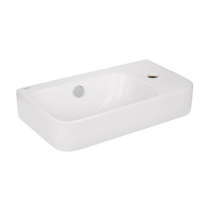 Умивальник підвісний Dante Tern 450х260х155 White права з донним клапаном, фото 1