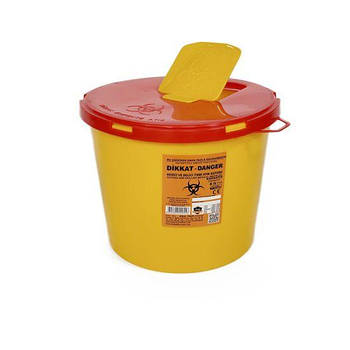 Пластиковий контейнер для медичних відходів 8 л, жовтий, Afacan Plastik
