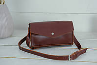 Женская кожаная сумка Ромбик, натуральная кожа итальянский Краст, цвет коричневий, оттенок Вишня
