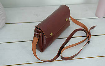 Жіноча шкіряна сумка Френкі, натуральна шкіра італійський Краст, колір коричневий, відтінок Вишня, фото 3