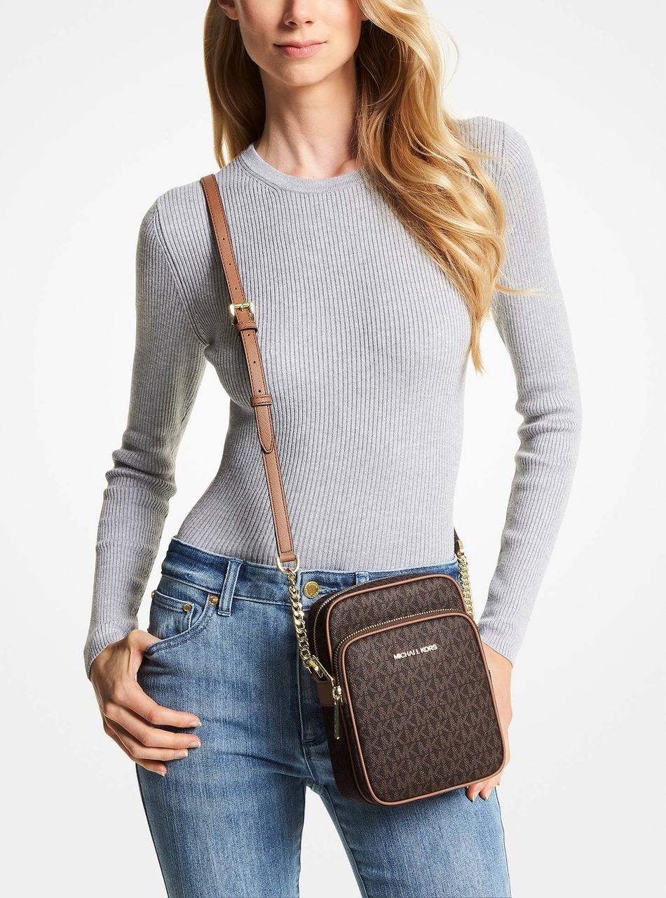 Женская сумка MICHAEL Michael Kors Jet Set Travel Medium Logo Crossbody Bag (35F1GTVC2B) - фото 4 - id-p1919133695