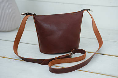 Жіноча шкіряна сумка Елліс, натуральна шкіра італійський Краст, колір коричневий, відтінок Вишня
