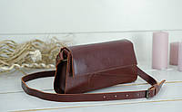 Женская кожаная сумка Френки вечерняя, натуральная кожа итальянский Краст, цвет коричневий, оттенок Вишня
