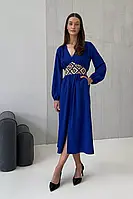 Красивое платье миди с "вышитым" поясом в этно стиле 44-50 размеры разные цвета 46