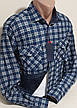 Чоловіча сорочка на флісі Ovento vd-2336 синя картата класична, тепла чоловіча сорочка на зиму (Туреччина) 41, фото 8