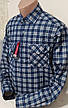 Чоловіча сорочка на флісі Ovento vd-2336 синя картата класична, тепла чоловіча сорочка на зиму (Туреччина) 41, фото 6