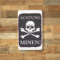 Шеврон Achtung Minen ! (Внимание Мины !), 8х5, на липучке (велкро), патч печатный