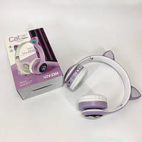 Беспроводные наушники с кошачьими ушками и RGB подсветкой Cat VZV 23M. UD-490 Цвет: фиолетовый