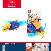 Nunbell Игрушка для кошек мышка с перьями 2 шт