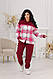 Жіночий прогулянковий костюм сорочка в клітку кашемір і штани джоггери мікровельвет великого розміру батал, фото 7