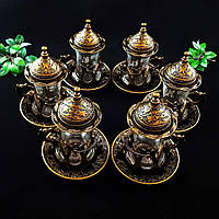 Турецький сервіз Армуди Чай/Кава. 6 склянок Бронза