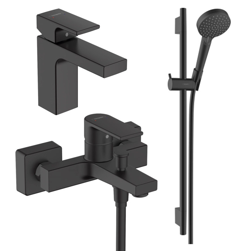 Набір змішувачів Hansgrohe Vernis Shape 20230003 (71561670+71450670+26423670), чорний матовий
