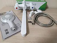 Змішувач для душу та ванни з пластику з довгим виливом у наборі шланг і лійка Brinex Omega-140-04 кран-буса