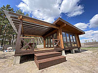 Беседка деревянная Modern Gazebo 011 в современном стиле 8,0х5,0м от производителя Thermowood Production