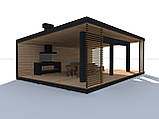 Сучасні альтанки у стилі мінімалізм Modern Gazebo 01 6х9м від виробника Thermowood Production, фото 4