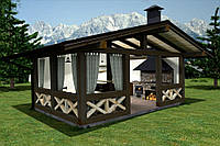 Беседка 6,0х4,0м с барбекю и летней кухней Modern Gazebo 08 от производителя Thermowood Production