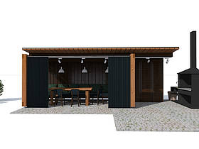 Сучасна альтанка 7,0х3,0м для зон барбекю Modern Gazebo 10 від виробника Thermowood Production