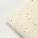 Двошаровий жатий муслін із золотими зірочками та крапками, фон слонова кістка, ширина 155 см № МЖ-3-92, фото 7