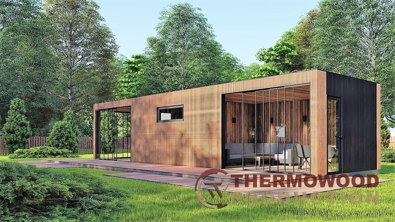 Беседка современная Modern Gazebo 014 с раздвижными панорамными окнами 12,0х3,5м Thermowood Production - фото 5 - id-p1919233373