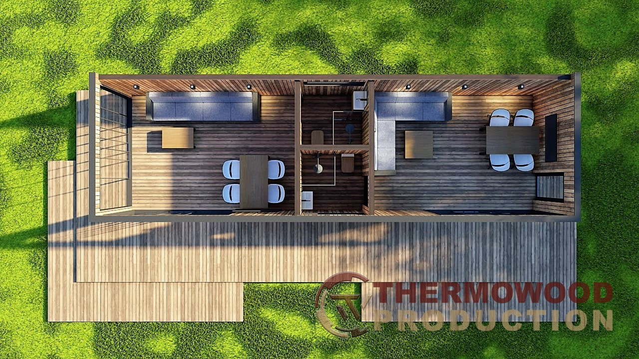 Беседка современная Modern Gazebo 014 с раздвижными панорамными окнами 12,0х3,5м Thermowood Production - фото 6 - id-p1919233373