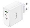 Мережевий зарядний пристрій HOCO Glory PD QC3.0 65 W 2Type-C 1USB White (N30), фото 3