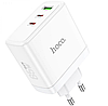 Мережевий зарядний пристрій HOCO Glory PD QC3.0 65 W 2Type-C 1USB White (N30), фото 2