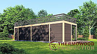 Беседка с террасой на крыше Modern Gazebo 015 с панорамным остеклением 10,3х3,5м Thermowood Production