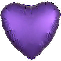 Шарик фольгированный сердце фиолетовый сатин 18" (45 см)